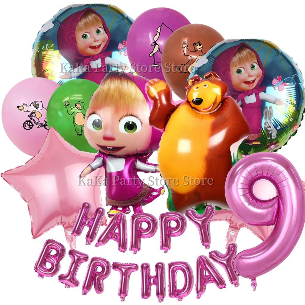 Dívka a medvěd Narozeninová sada Party dekorace Narozeninové talíře Ubrus Ubrousky Dárková taška Oslava pro miminko Party drobnosti Potřeby