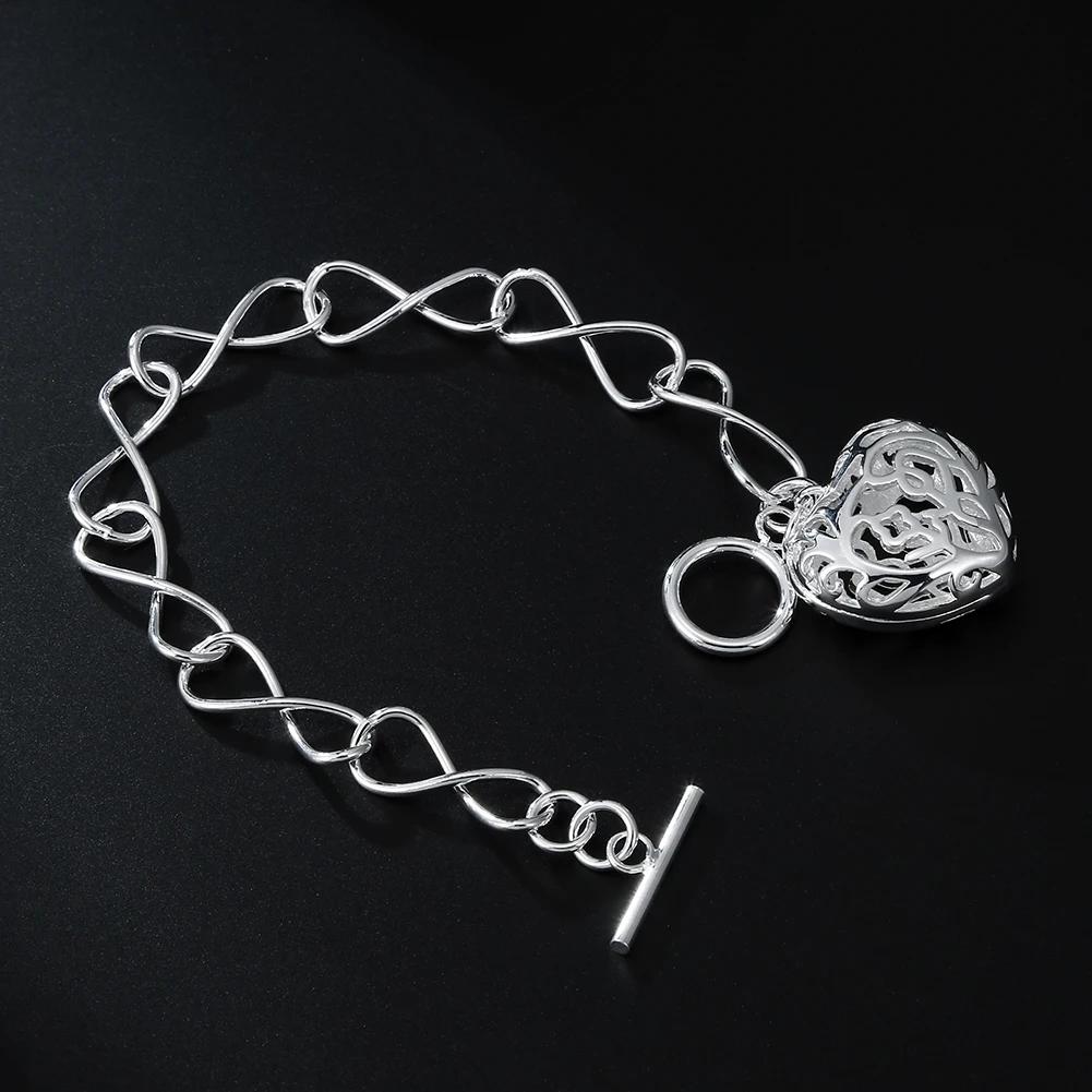 New   Copper Beautiful Hollow Heart Bracelets for Women Fashion Party Wedding Charms Jewelry Couple Gifts