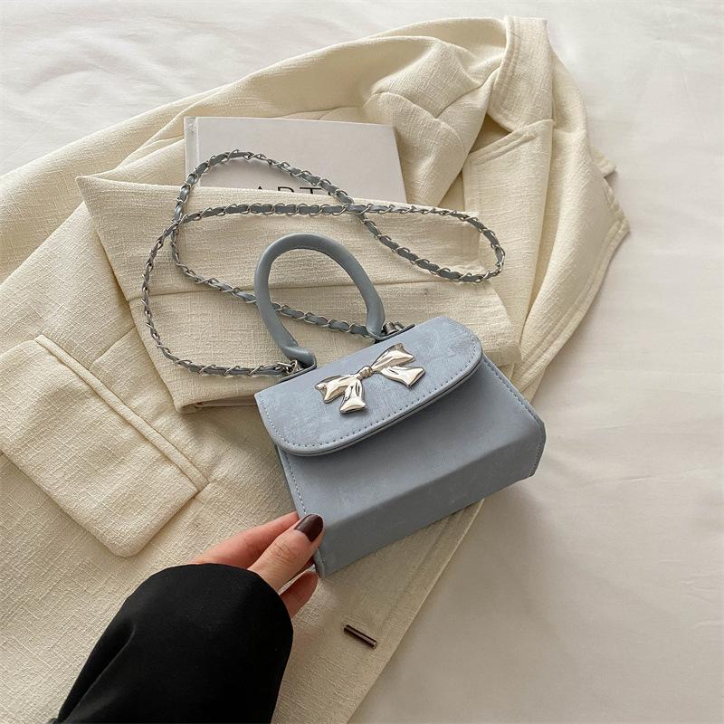 Neue beliebte, einfache Umhängetasche mit Schleife, hohem Erscheinungsbild und modischer kleiner Tasche für Damenmode, quadratische Minitasche