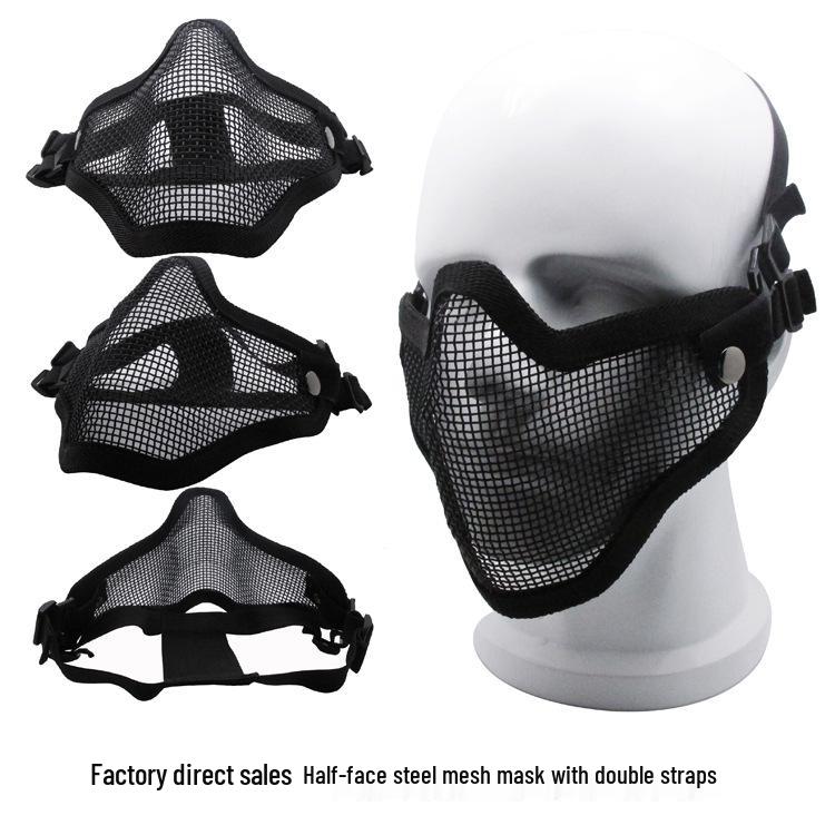 V1 Double Band Outdoor Half Face Steel Mesh Wargame Protective Mask