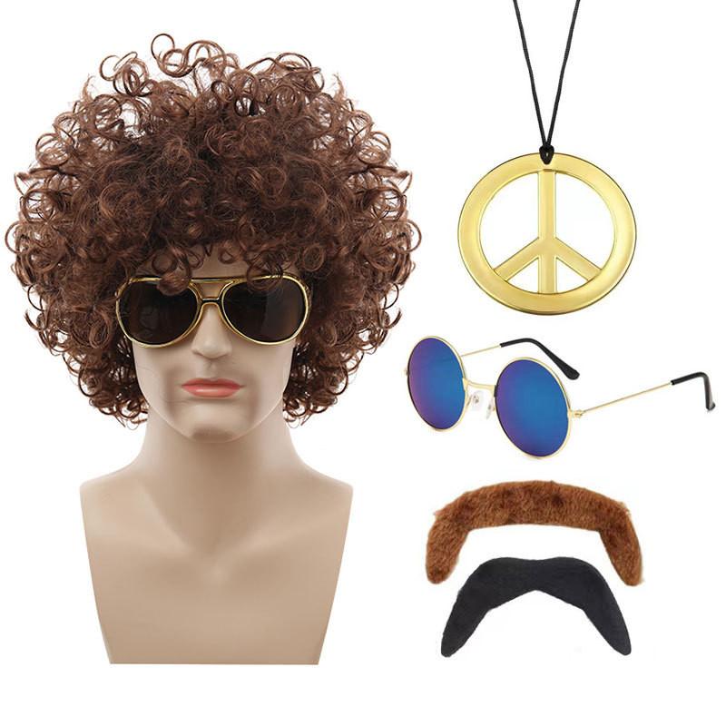 Colorful Coffee Brown Punk Wig For Halloween Parties With Accessories And Hairpieces