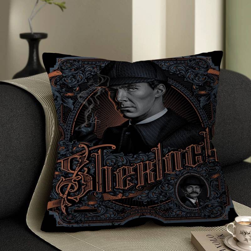 S-Sherlock Holmes Detective Series Pillow Cover Sofa Cushion Cover Home Room Decoration Children Gift