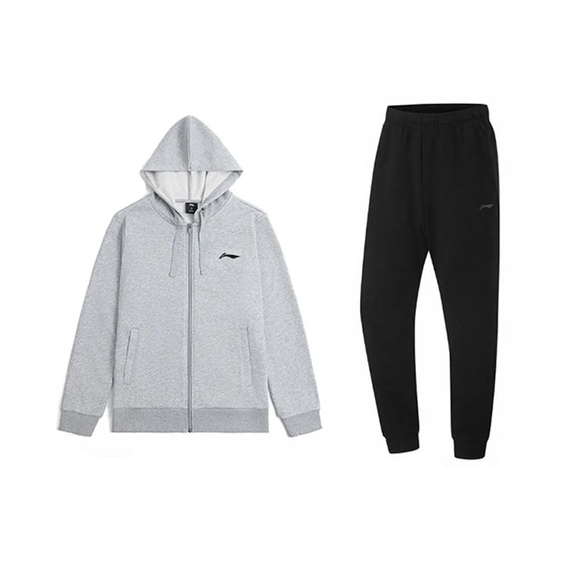 

Li-Ning Embroidered Logo Trendy Loose Versatile Hooded Cardigan Sweatshirt Casual Sports Suit Unisex sweatshirt YWDV363-2+AKL73-4 M