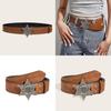 Unique Star Pattern Leather Belt With Alloy Snap Buckle For Trendy Casual And Gift Giving