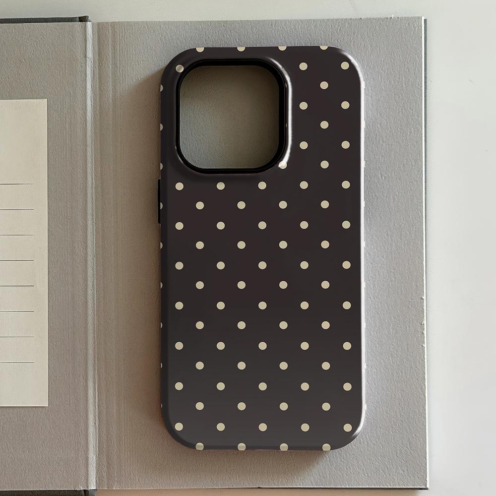 

White Polka Dot Phone Case for iPhone 17 16 15 14 13 12 11 Series Pro Max Plus Double Layer Protection iphone 16 Plus