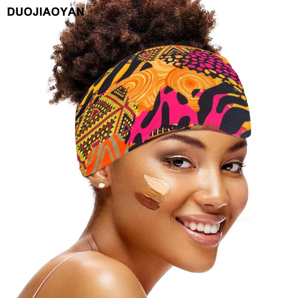 Knot Headband, Color Blocked Pattern Printed Sports Headband, Fashionable Polka Dot Wide Edge Elastic Headband