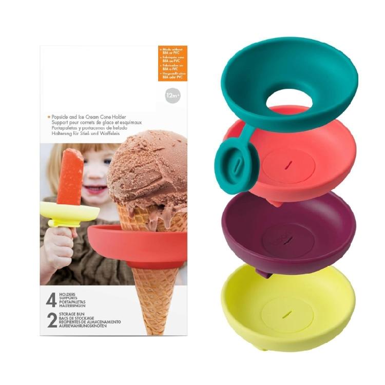 Pack of 4 Leak-Proof Cone Support Colorful Silicone Food-grade Drip-Proof Children Popsicles Rack for Home Use