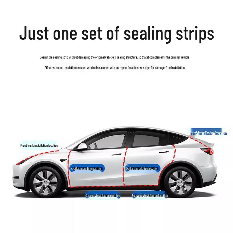 Tesla Model Y Waterproof Soundproof Sealing Strip - Noise Reduction & Door Shock Absorber