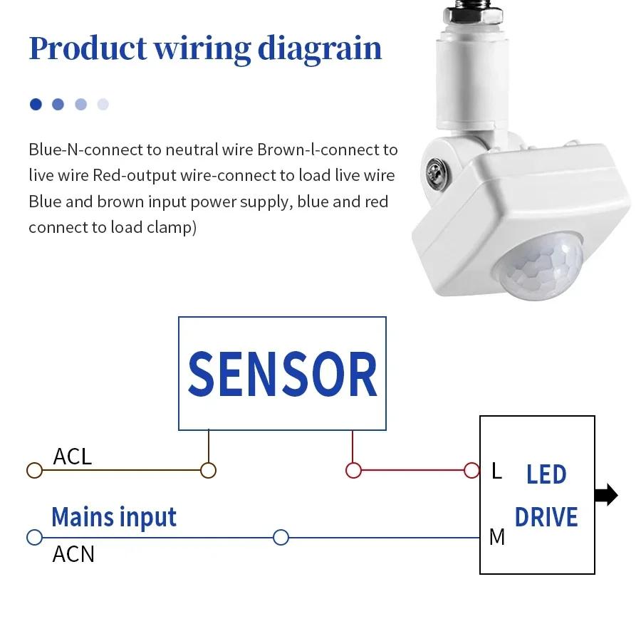 AC 110-240V Human Body Infrared Sensor Adjustable Automatic Timer Light Switch PIR Motion Sensor Detector for LED Bulb Lamp
