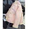 Women's Pink Fleece-Lined Cotton Coat - 2025 Autumn/Winter Fashionable Student Commuting Padded Jacket