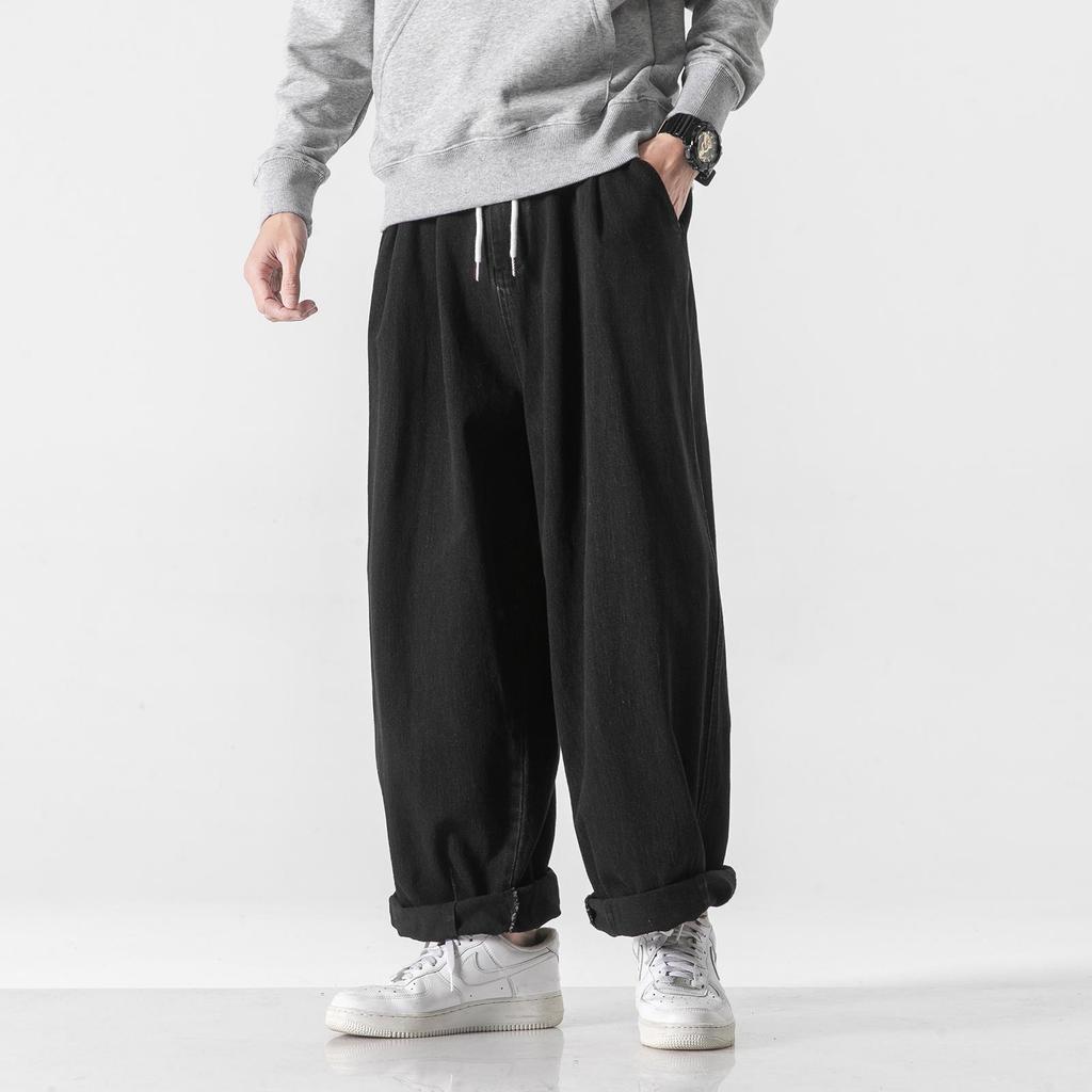 Spring/Summer Loose Casual Solid Color Wide-Leg Plus Size Dad Jeans - European Size