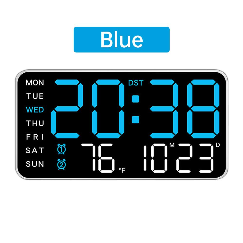 Large Screen Digital Wall Clock Temp Week Date Display Hanging Clock Auto Dimmer Table Clock 12/24H Electronic LED Alarm Clock