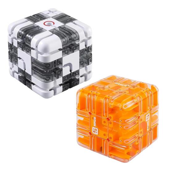 2Pcs Rolling Ball Maze Cube Kids Brain Teaser 3D Puzzle Maze Cube Toddlers Stress Relief Logical Thinking Training Bead Maze Educational Toy