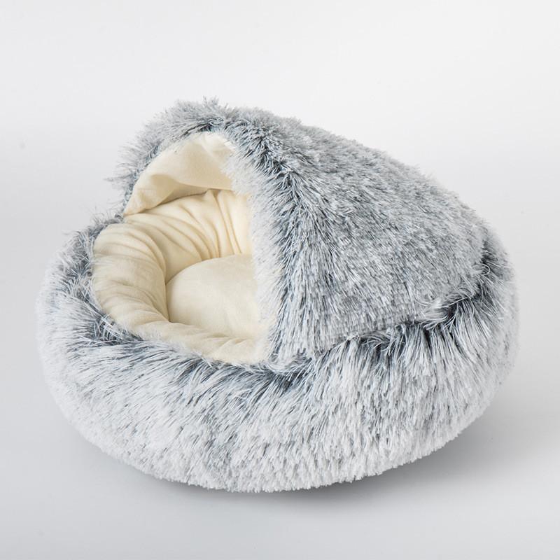 Plush Hooded Cat Bed Winter Warm Pet House Cat House Small Dog Kennel Four Seasons Universal