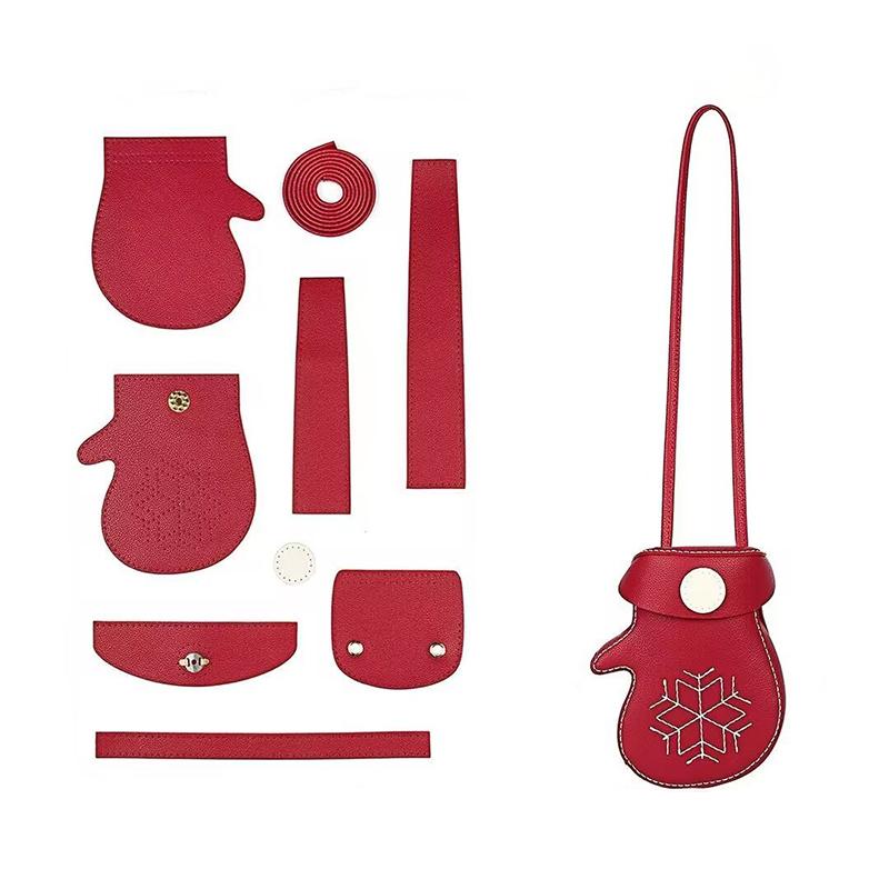 WTEMPO Christmas Handmade Diy Material Bag Hand-stitched Red Woven Glove Shaped Bag Creative Christmas Gift