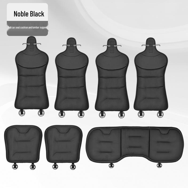 Universal Ventilated Car Seat Cushion for BMW, Mercedes-Benz & Xiaomi - Four Seasons, Lumbar Support, Rear Integrated, Single Driver Seat.