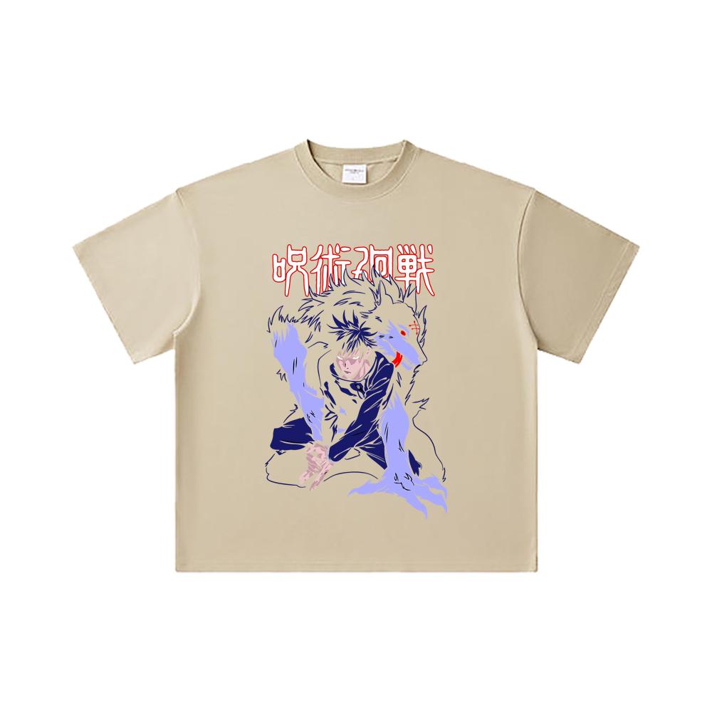 260 GSM Double Yarn 32 Count 100% Cotton Jujutsu Kaisen V32 Megumi Print Unisex Heavy Cotton T Shirt