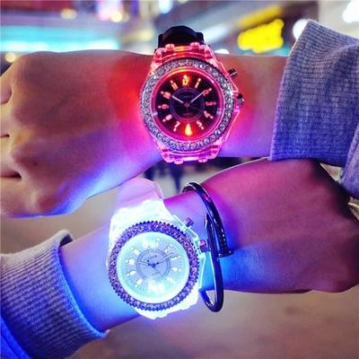 L34 New Women's Watch Glow Rhinestone LED Harajuku Korean Fashion Trend Male and Female Student Couple Quartz Wristwatches