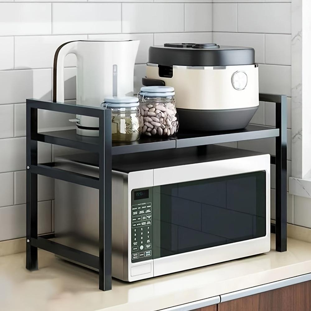 1pc of Adjustable And Expandable Two-Tier Carbon-Steel Microwave Rack,Space-Saving Stand And Kitchen Organizer