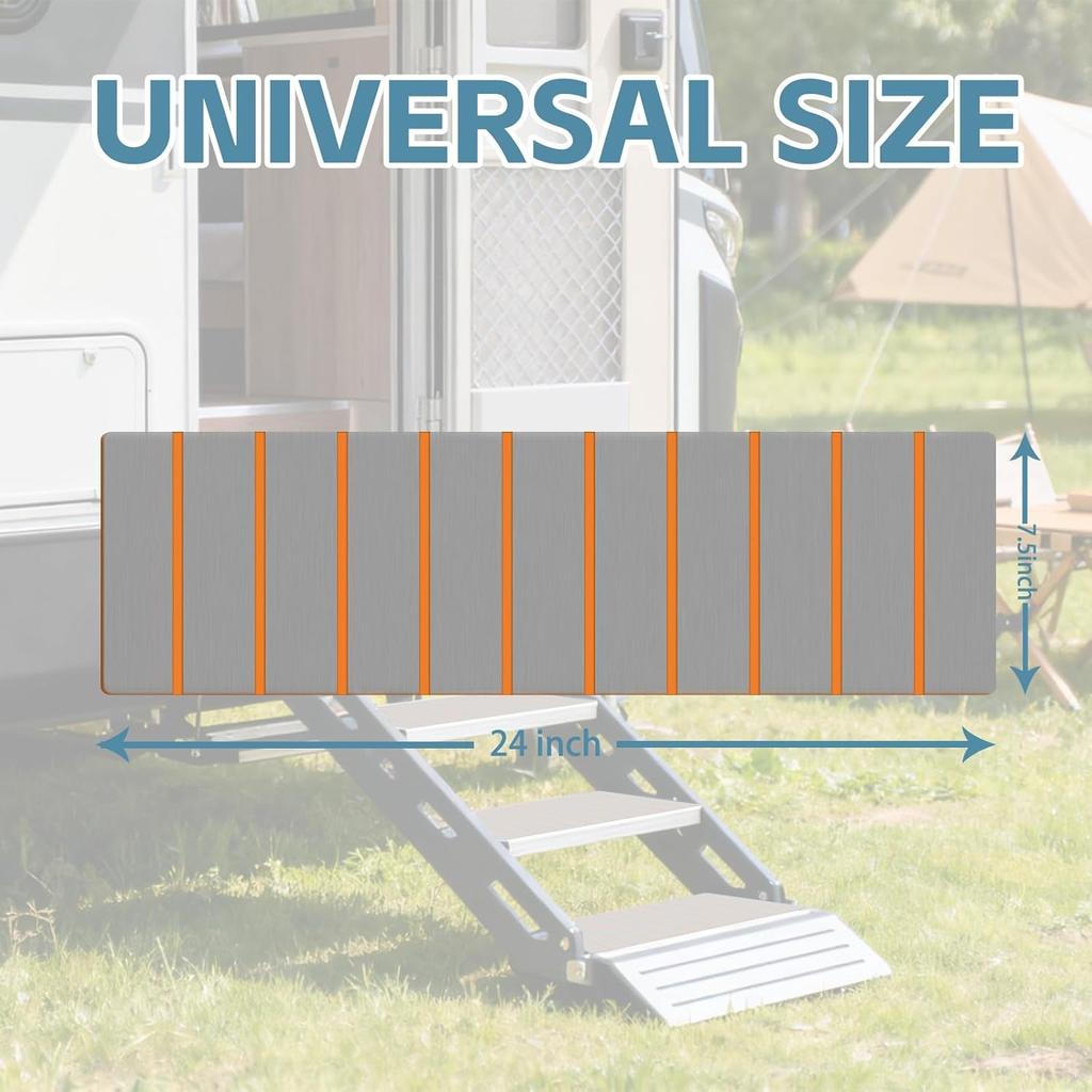 PENSUN RV Step Covers 4 Pack, Non Slip RV Step Carpet 24" x 7.5", EVA Foam RV Stair Covers, Trimmable Self Adhesive Camper Step Rugs for RV Steps,