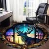 1 Stück Buntglas-Hirsch Büro Runder Teppich, Unter Bürostühlen Schlafzimmer Wohnzimmer Heimdekoration, Raum Deko