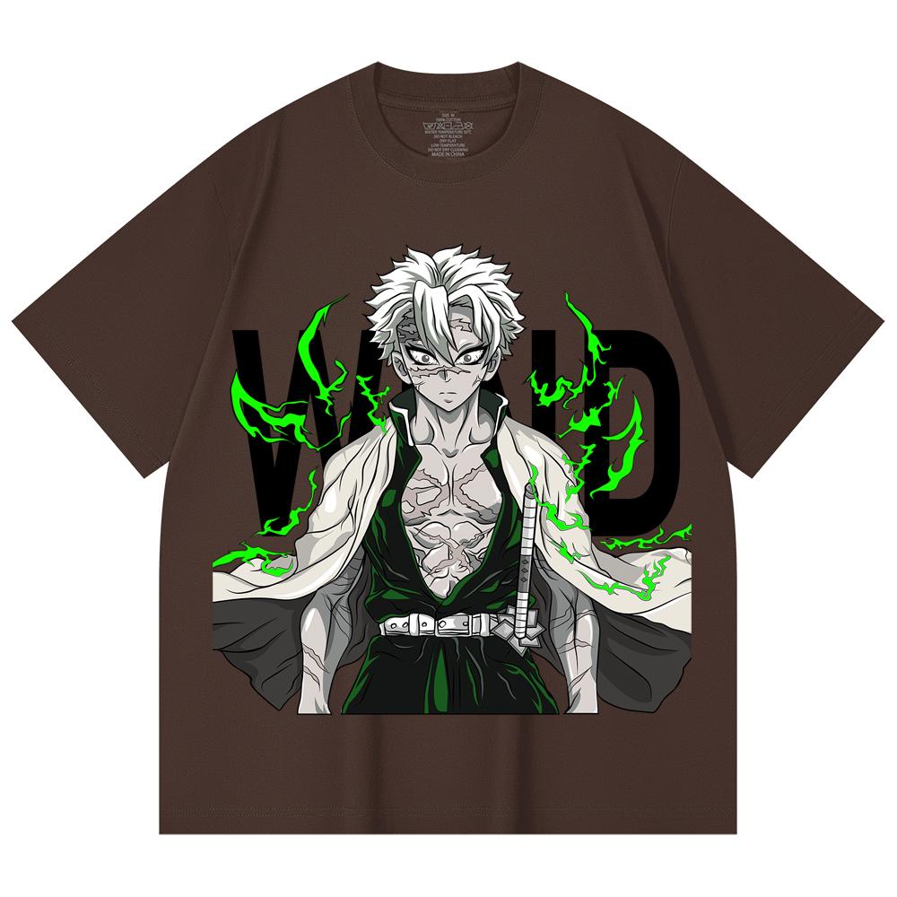 230 Gsm 100% Cotton Demon Slayer V115 Sanemi Print Unisex Heavy Cotton T Shirt