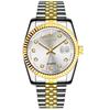 Orologi da Coppia Acciaio Inossidabile con Cinturino, Calendario, Viso con Strass Dorati: Moda Casuale Quarzo da Uomo e da Donna