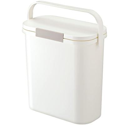 RISU Portable Odor-Proof Trash Can, White, 10L, H&H Dustbin, Diaper Dustbin, with Lid and Handle, Outdoor Use, Food Waste, Stylish, Made In Japan, 10S