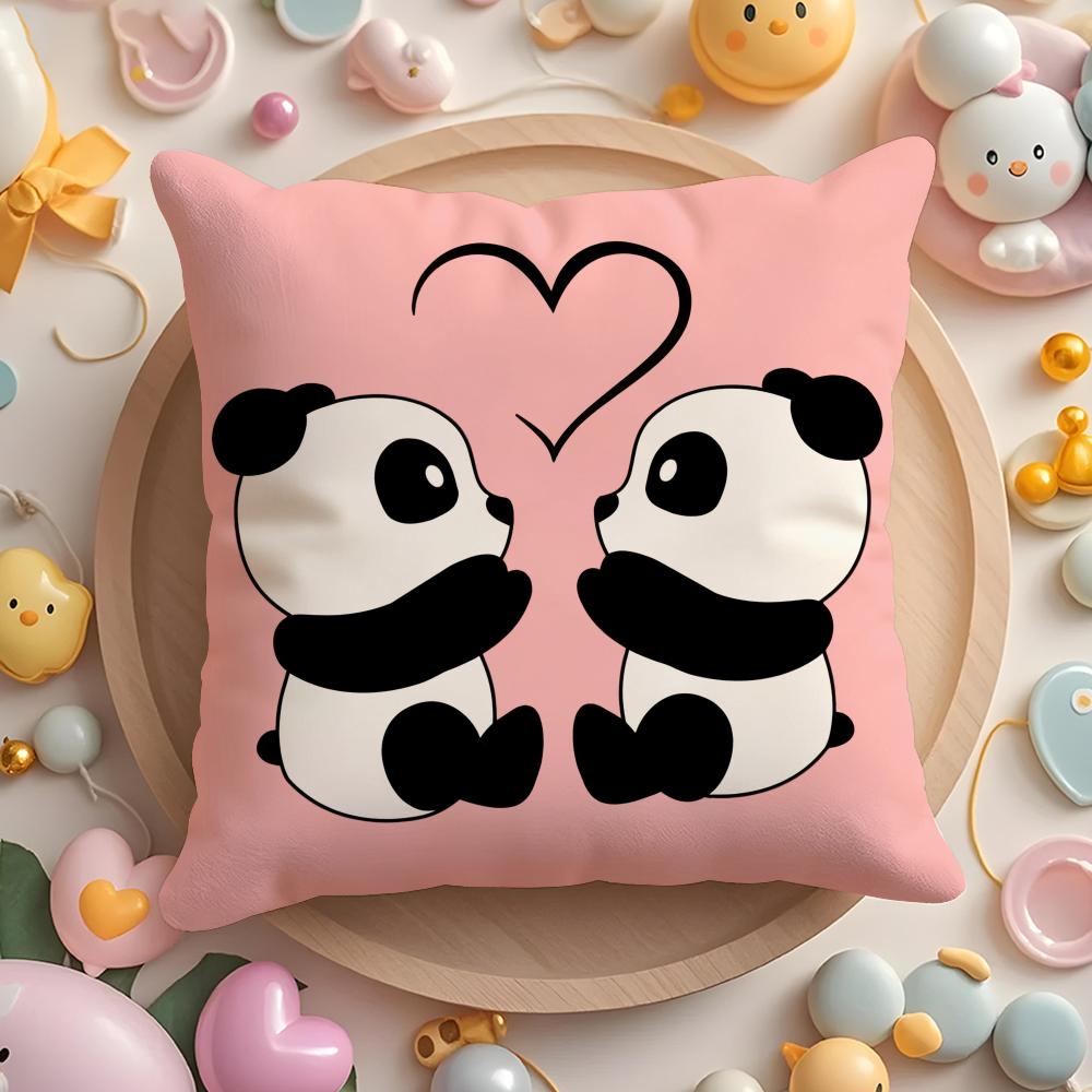 Lovely Panda Pillow Case Short Plush Double-Sided Printing Home Machine Washable In Warm Winter Cushion Cover