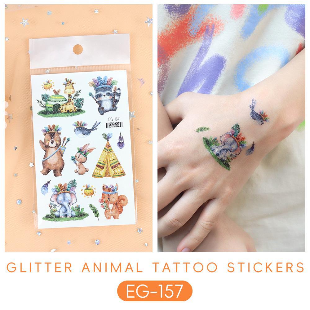 2023 Ruikalong Vandeniui atsparūs blizgantys jūrų gyvūnų animacinių filmukų tatuiruočių lipdukai vaikams