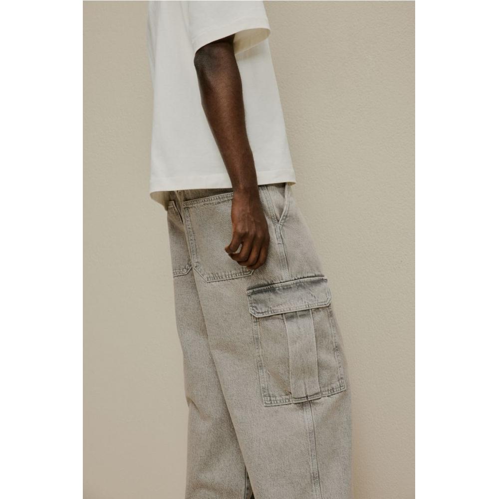 H M Baggy Cargo Jeans Beige