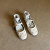 Sheepskin version~ Round head Mary Jane shoes with one-word buckle strap versatile shallow mouth flat sole shoes grandma shoes