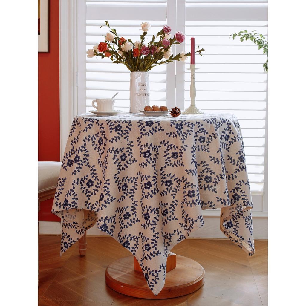 Cotton and Linen Tablecloths, Spring and Summer Green Leaves, Fresh Fabric Decorations, Dust-proof and Stain Proof Tea Table Cloths