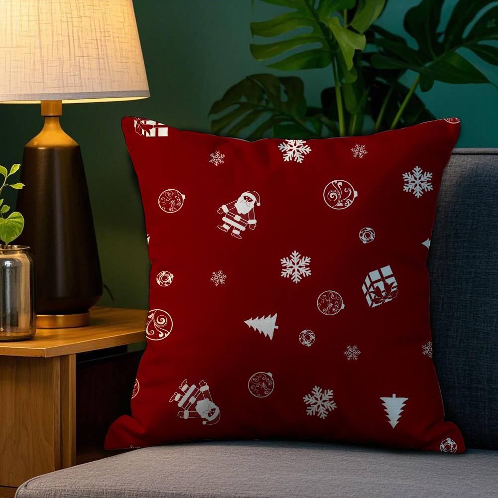 Weihnachtsrote Glockensocken Weihnachtsmann Kissenbezug Sofa Wohnzimmer Schlafzimmer Beidseitiger Druck Kissen Nickerchen Kissenbezug