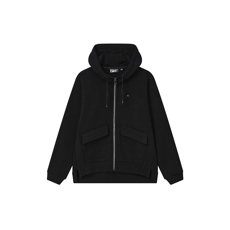 

FILA Loose Fit Solid Color Casual Commuter Hooded Knit Jacket Women jackets Black F11W247503F-BK S