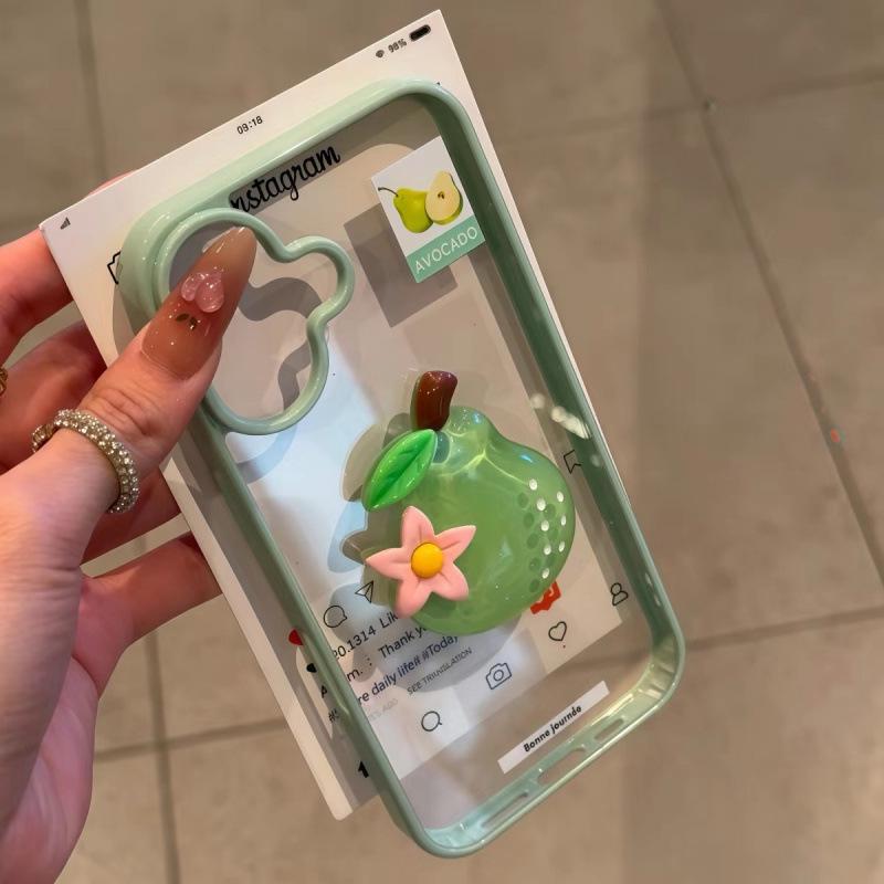 Creative Fruit Apple Acrylic Phone Case for iPhone 14 - 17ProMax, Transparent Luxury Style