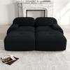 2-Seater Sofa Made of Corduroy Fabric, Frameless, Combinable with Chaise Longue, Non-Slip, Armrests and Padding for Living Room and Bedroom, Black