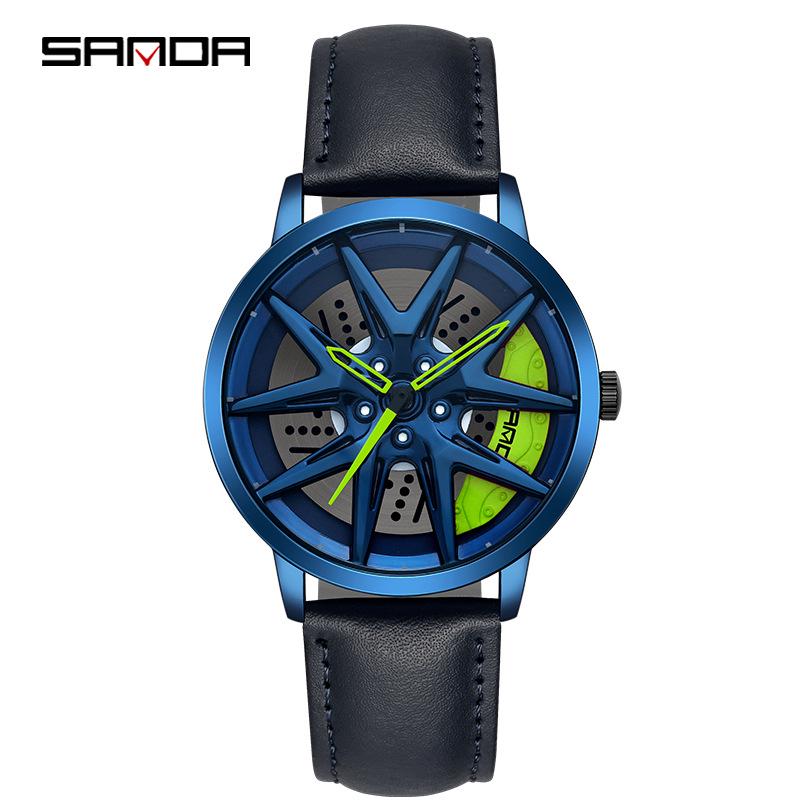 Classic Men's Quartz Watch - Car Wheel Style, Steel Band, Trendy & Casual