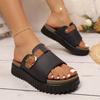 Non-slip fashion large size slippers versatile women's shoes temperament one-word slippers platform popular sandals 2025 summer and autumn new