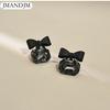Glass Jewel Earrings With Black Bow