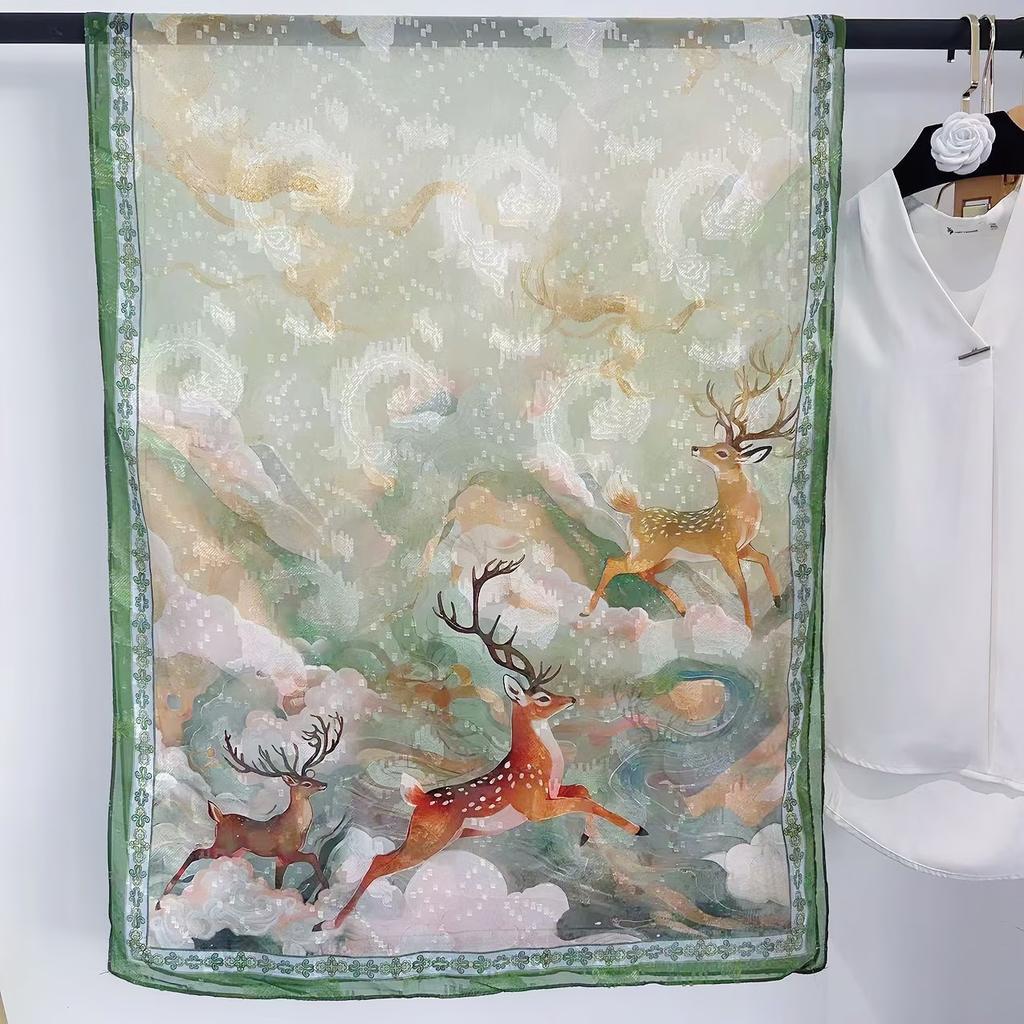 Simulationsseide Mode Blume-Schnitt Seidenschal Damen Einseitig Zweifarbig Blume Retro Schal