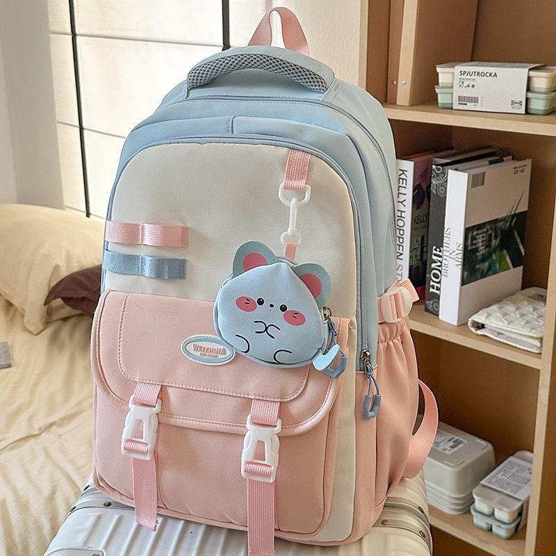 Schoolbag: Japanese soft milky healing style, fresh collegiate backpack, student, girl, weekend short trip backpack