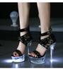 190 Series 14.5 CM Heel 4.5 CM Platform 190-45 Luminous Rivet Zipper Roman Sandals Transparent High Heel 15cm LFD