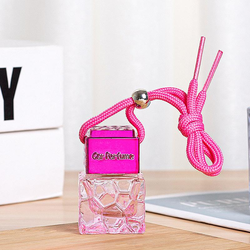 1Pcs 10Ml Rose Red Cap Colored Water Cube Empty Bottle Car Essential Oil Diffuser Fragrance Air Freshener Perfume Bottleornament