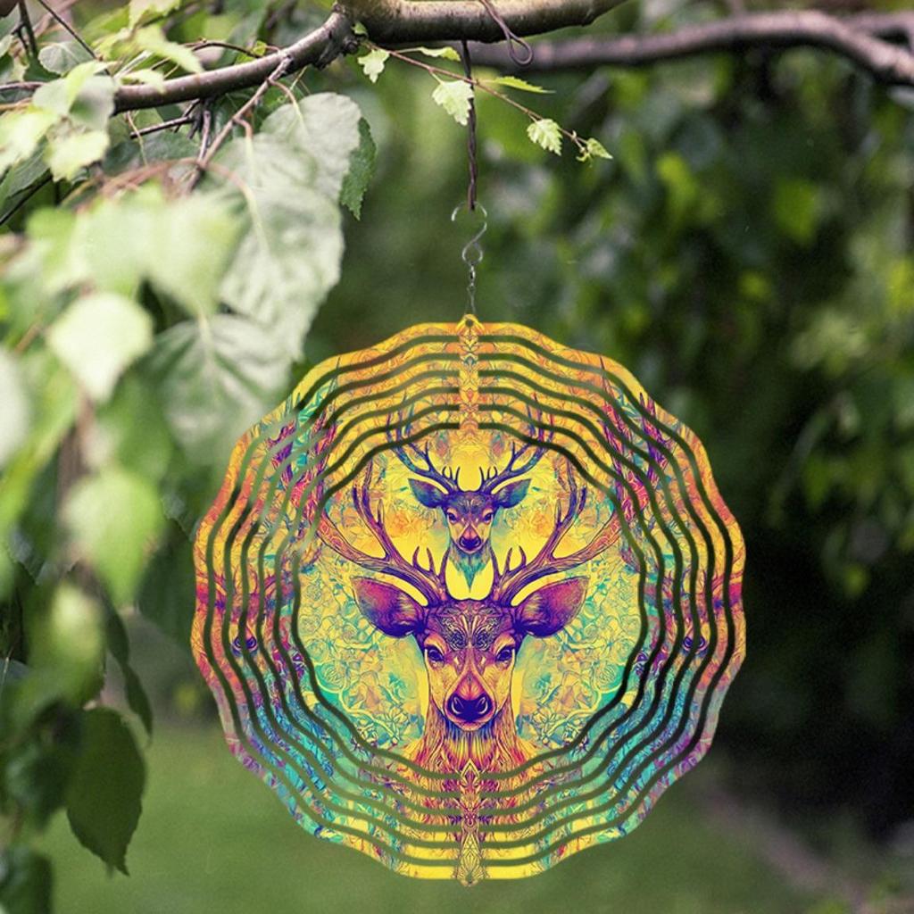 360 Degree Rotating Hook Metal Wind Chime 25.4cm for Garden Lawn Decoration Perfect Gift for Friends Spring Summer Outdoor Hanging Ornament