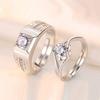 2pcs Couple 925 Sterling Silver Rings Sparkly Zircon for Women and Men Superior Luxury Wedding Jewelry Anniversary Gift