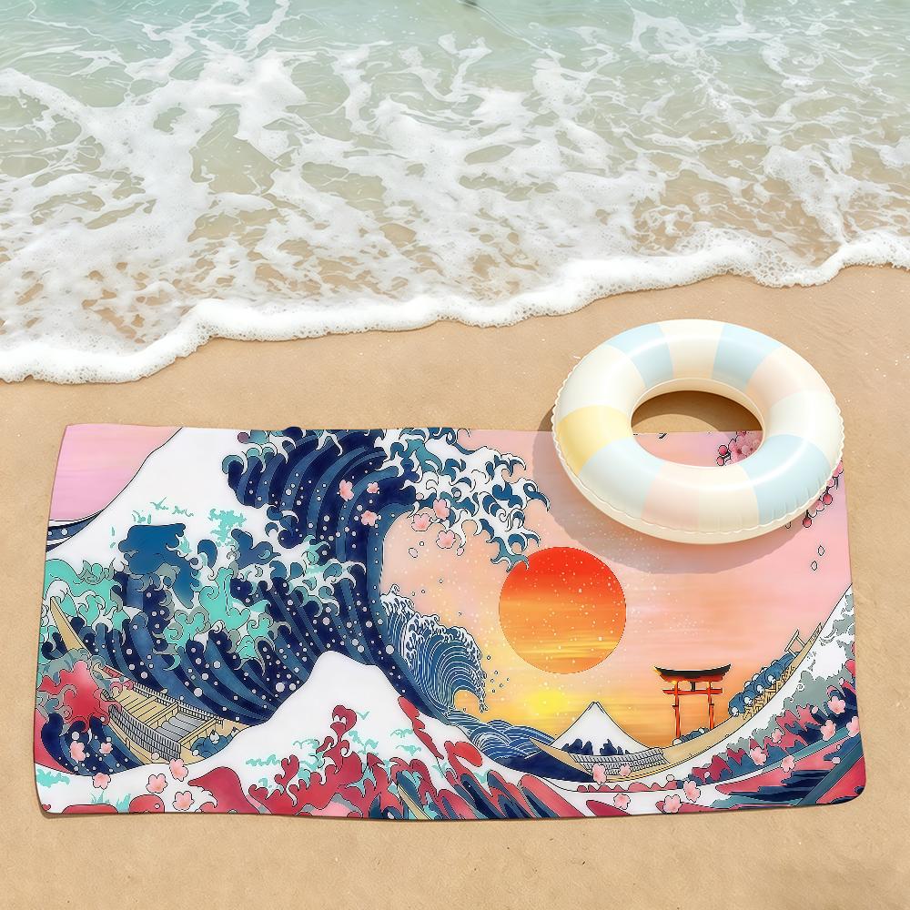 Print The Great Wave Off Kanagawa Towel Drying Bath Towel Applicable To Light Swimming Camping Yoga Beach Out