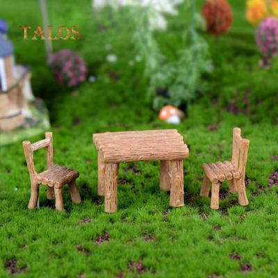 3 Teile/satz Harz Tisch Stühle Miniaturen Puppe Zubehör Micro Landschaft Dekor Hause Garten