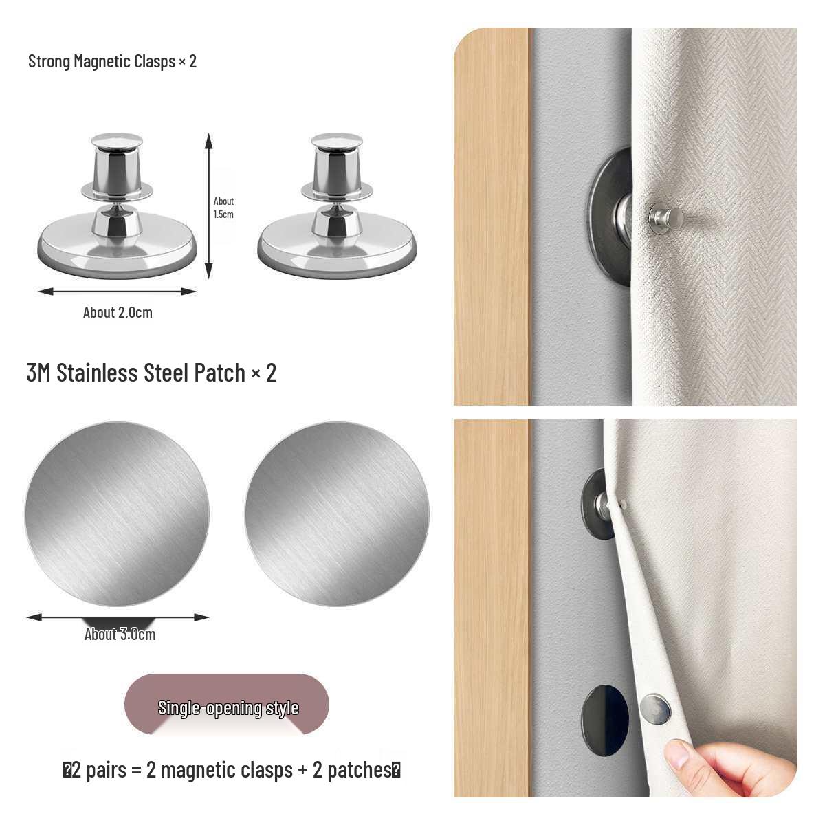 Magnetic Shower Curtain Closure Clip - Stainless Steel, Light-Proof, Strong and Secure.
