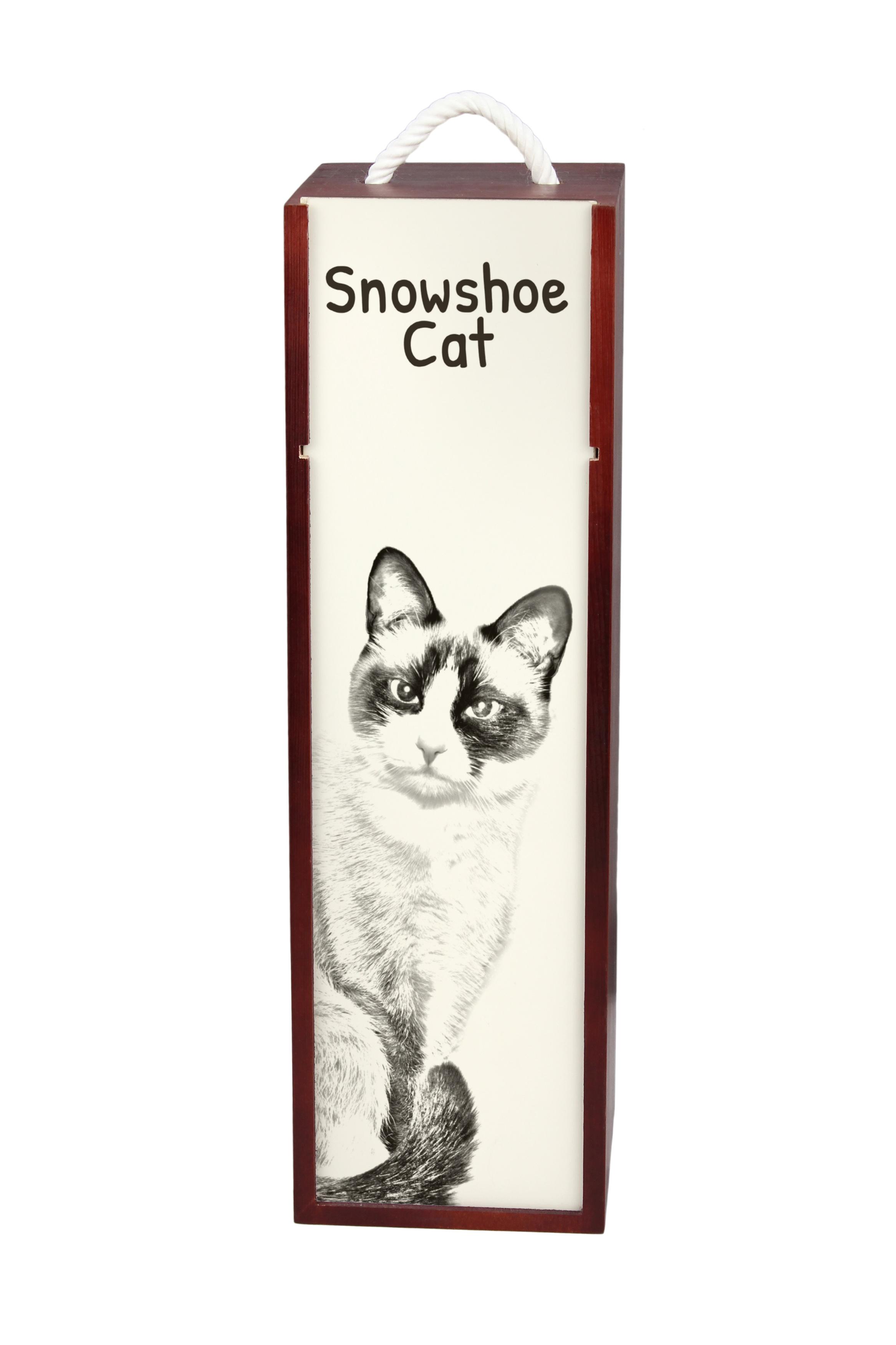 

Snowshoe - wine box with a cat, alcohol box with graphics, personalized gift box from the Art-Dog brand